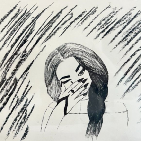 Freehand Sketch of Woman Crying - Picture 2 of 6